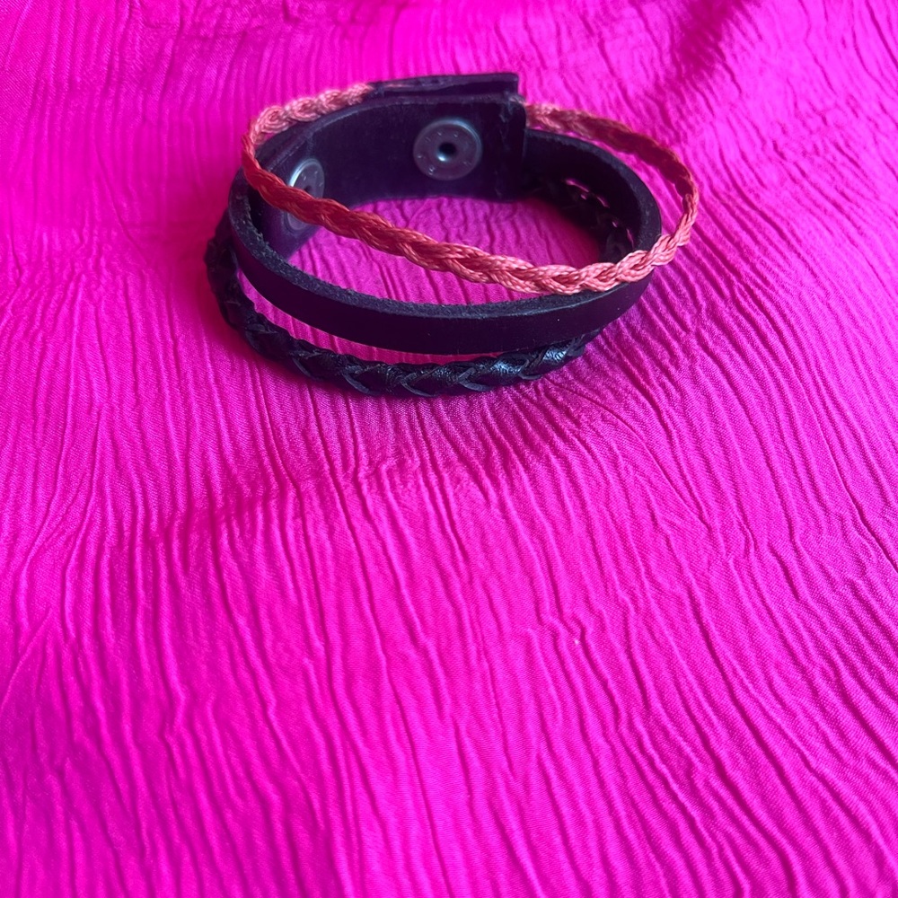 Calvin Klein Black and Copper Braided Bracelet